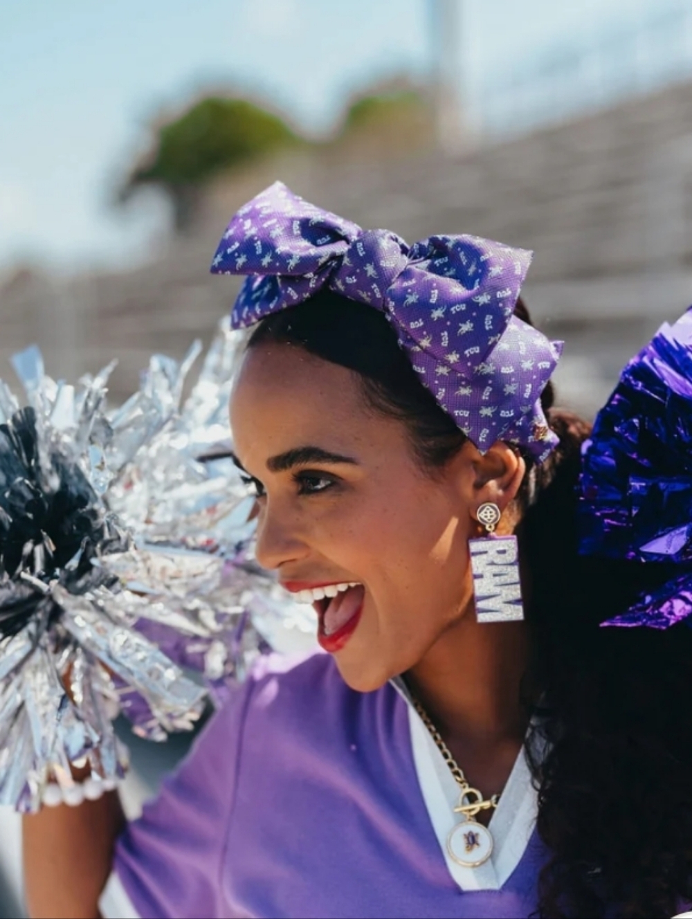 Brianna Cannon TCU Purple Woven Side Bow Headband